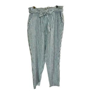 2/$30 Anti Blue by Bluespice Size Medium Linen Trousers Striped Railroad Boho